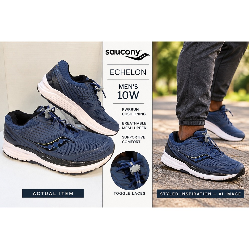 Saucony Echelon Running Shoes Mens 10W Blue PWRRUN Wide Excellent Gorpcore